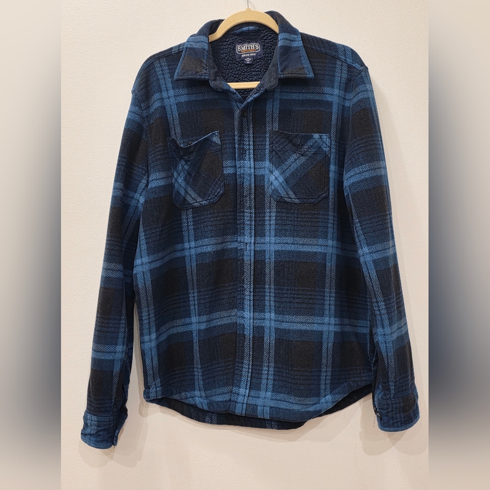 SMITH Blue and Black Plaid Men's Shirt